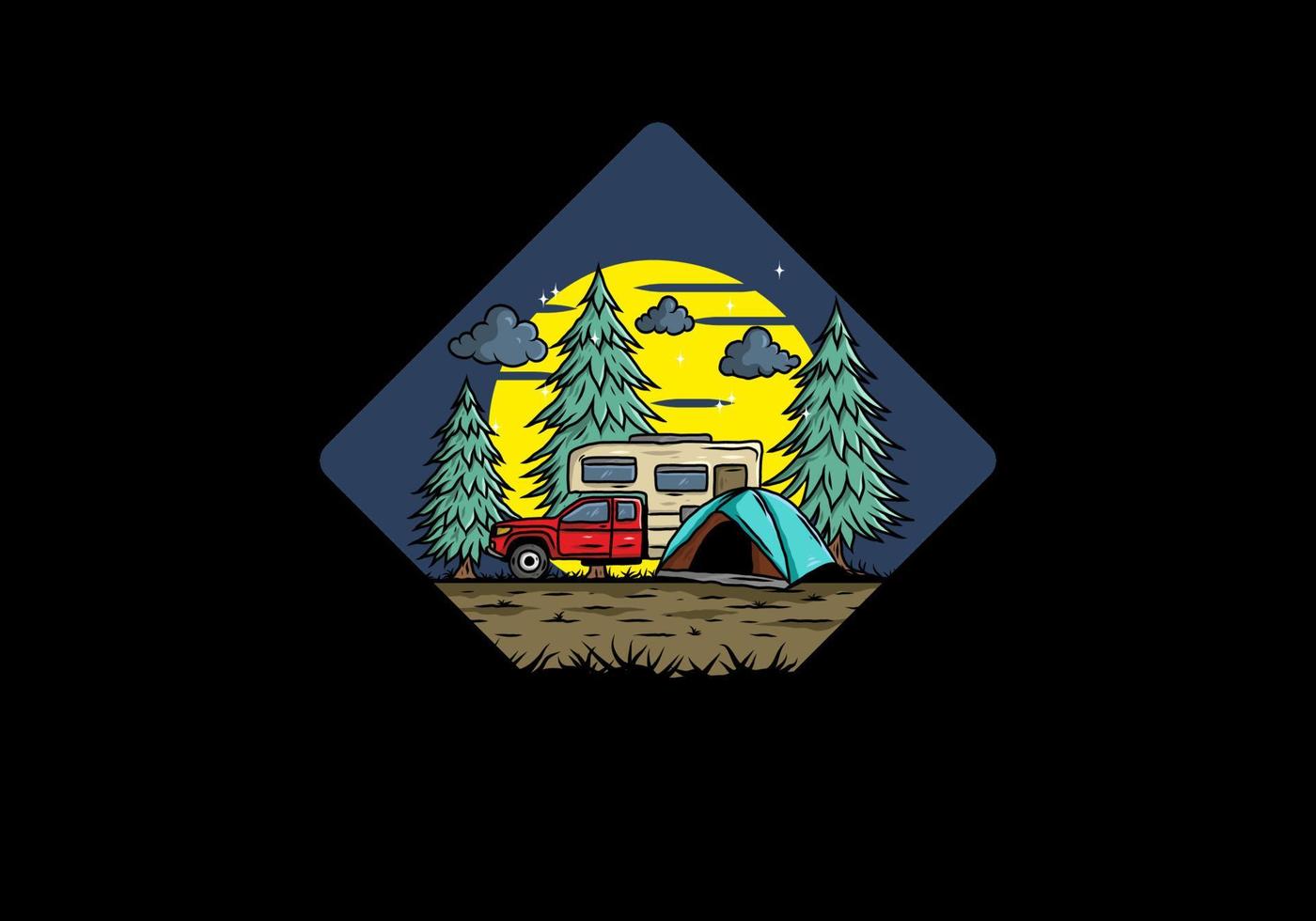 rv van camping i naturen illustration vektor