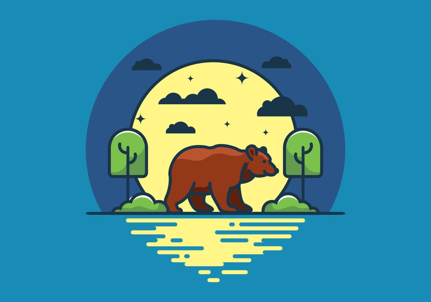 färgglada vilda björn i naturen platt illustration vektor