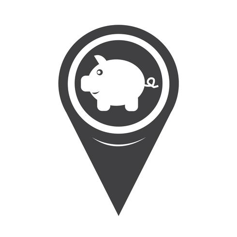 Map Pointer Piggy Bank-ikonen vektor