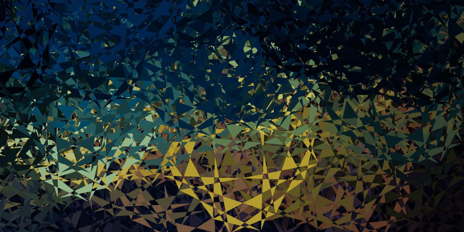 mörkblått, gult vektormönster med månghörniga former. vektor
