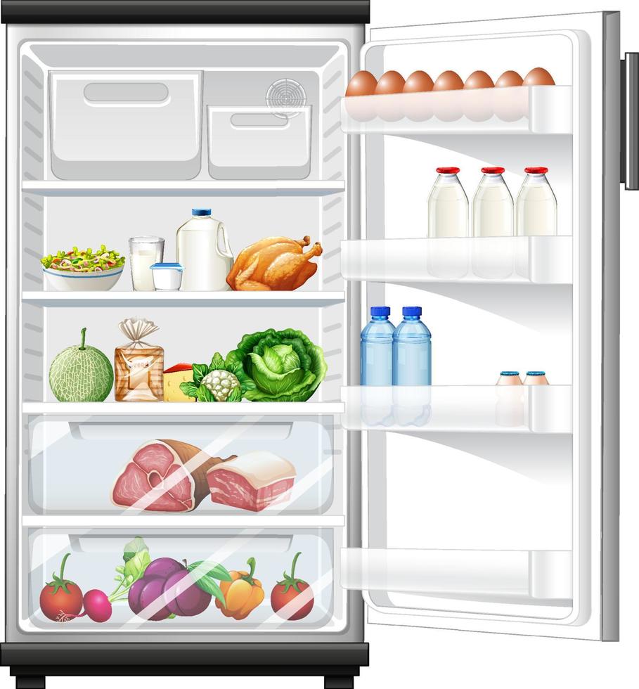 kylskåp med mycket mat vektor