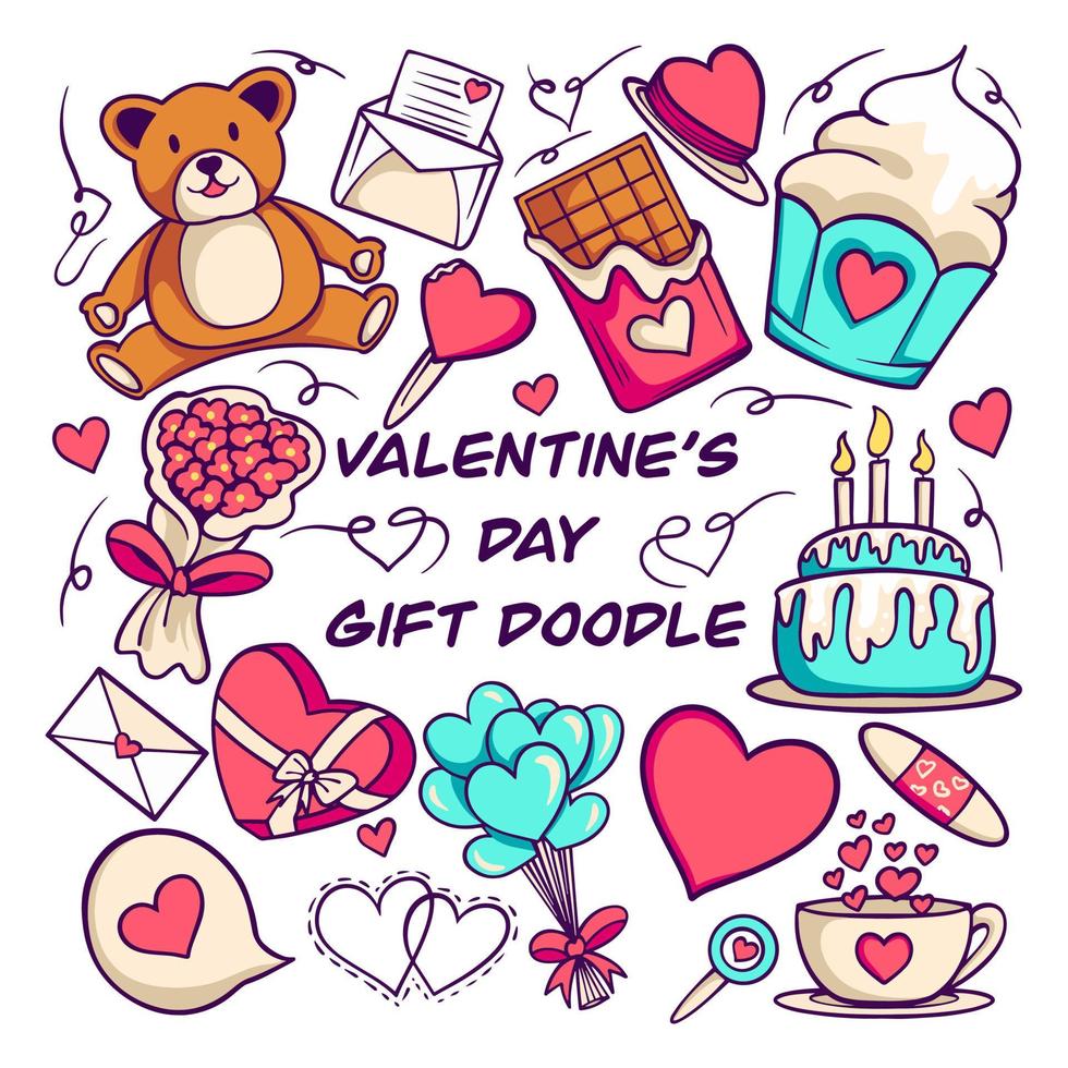 Valentinstag-Geschenk-Doodle-Pack vektor