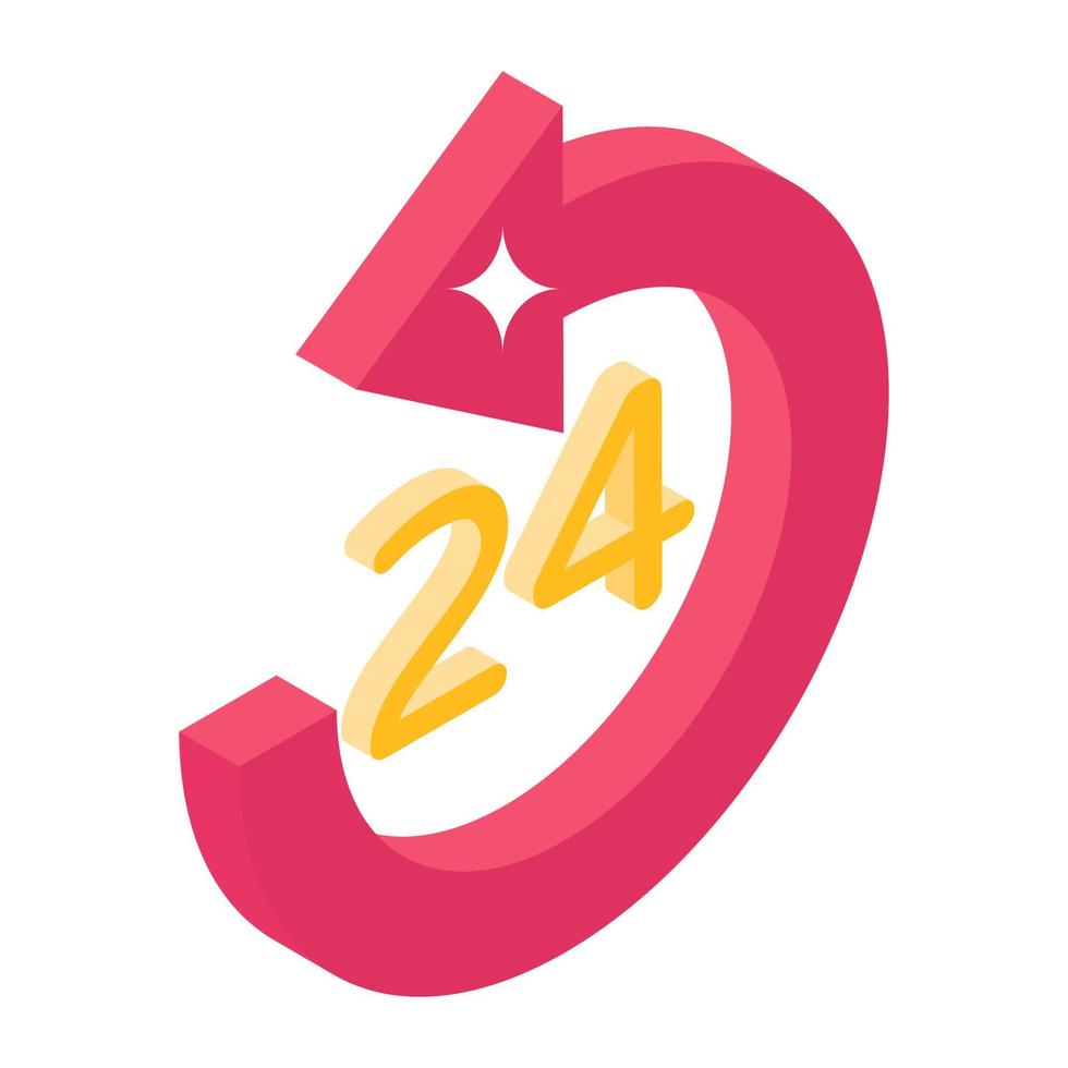 24-Stunden-Service-Symbol im trendigen Stil, 24-Stunden-Support vektor