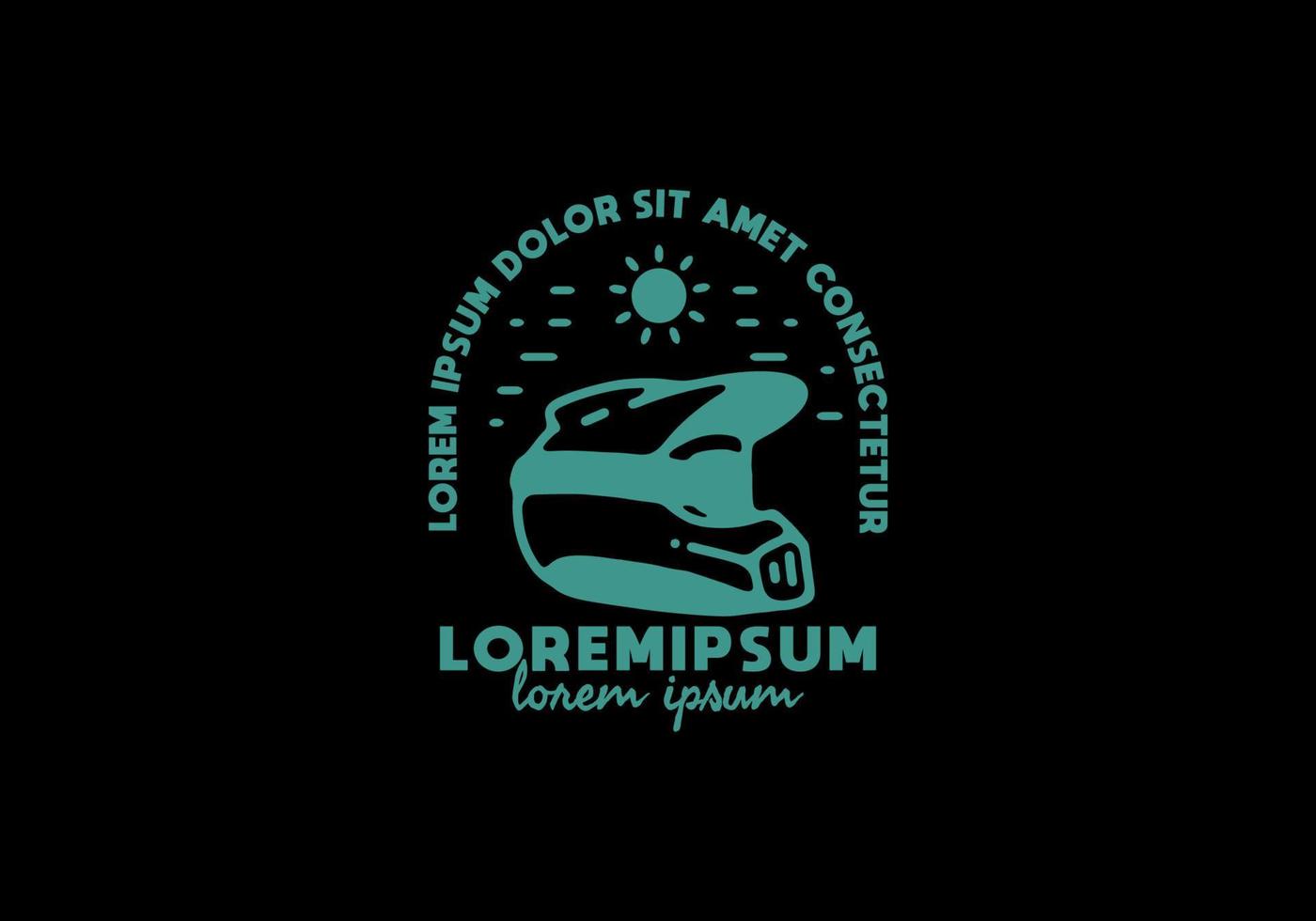 blaue Farblinienkunst des Trail-Helms mit Lorem-Ipsum-Text vektor