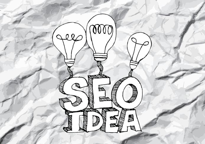 SEO Idea SEO Search Engine Optimization auf zerknittertes Papier vektor