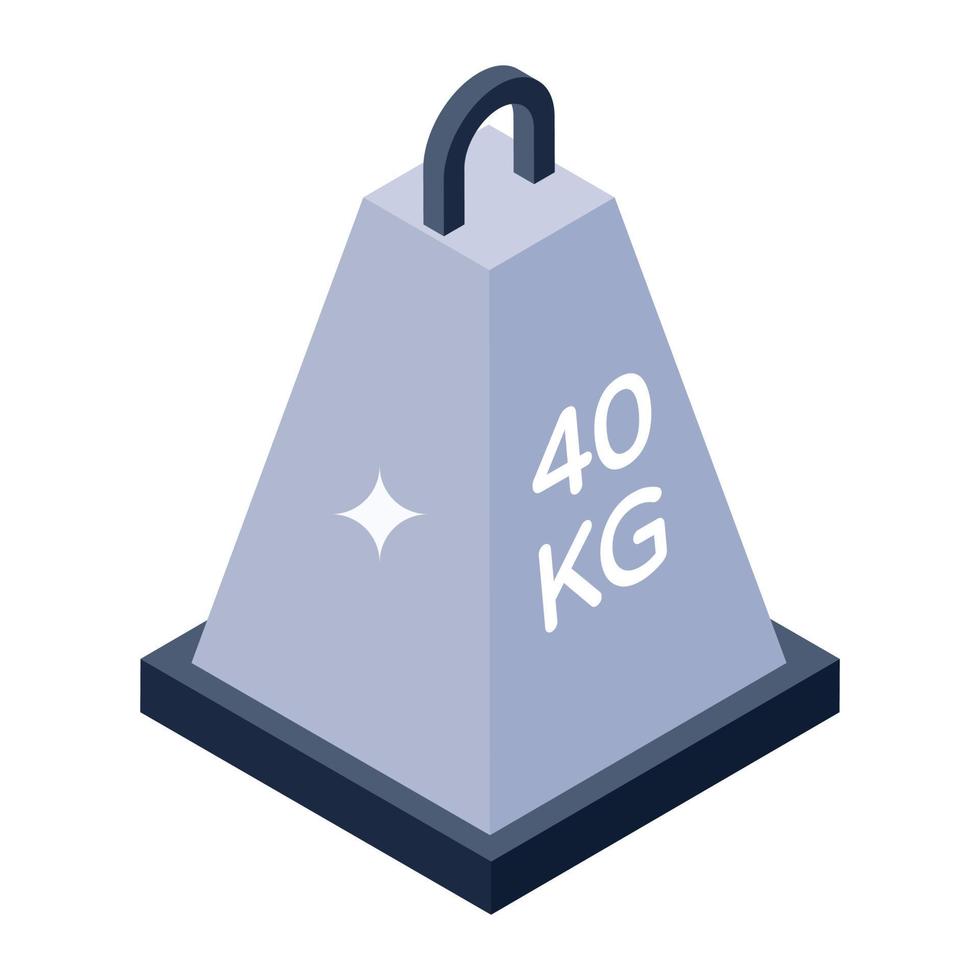 Schwergewicht, das Kilogramm in isometrischer Ikone darstellt vektor