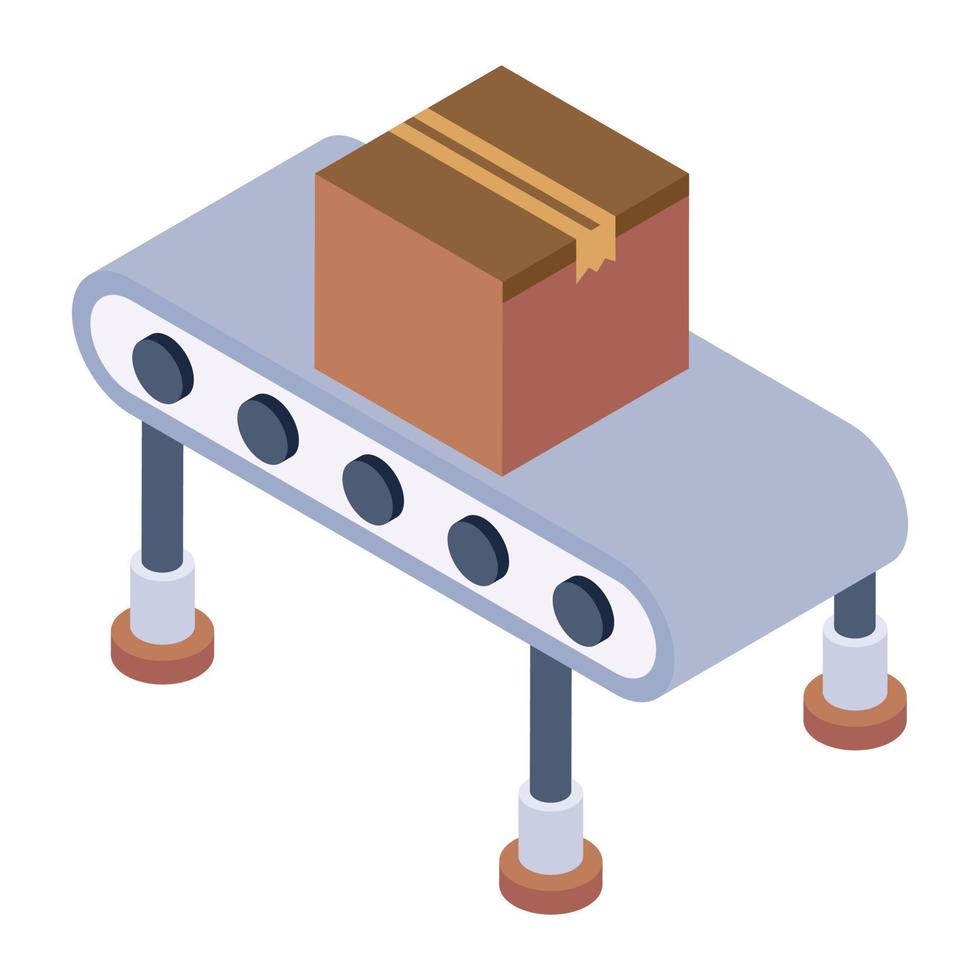 transport von produkten über förderband, isometrisches symbol vektor