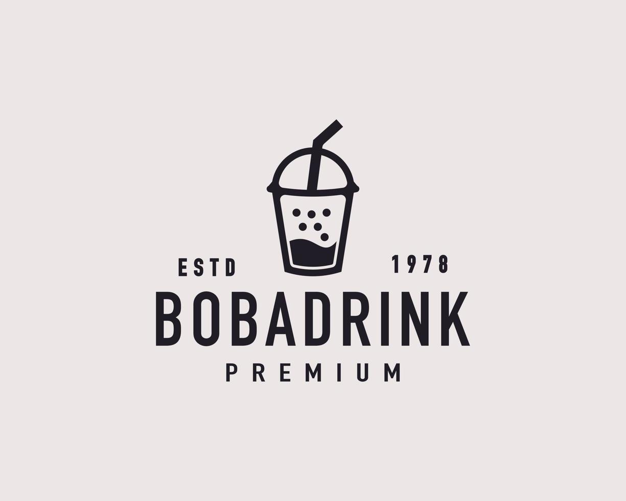 Vintage Retro Bubble Drink Boba Hipster Logo Design Inspiration vektor