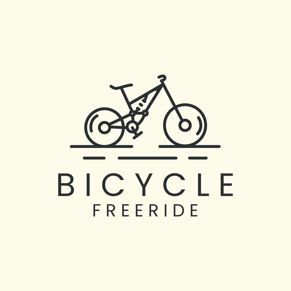 Freeride-Bike mit Logo-Icon-Vorlagendesign im Linienstil. fahrrad, bergab, radfahren, vektorillustration vektor