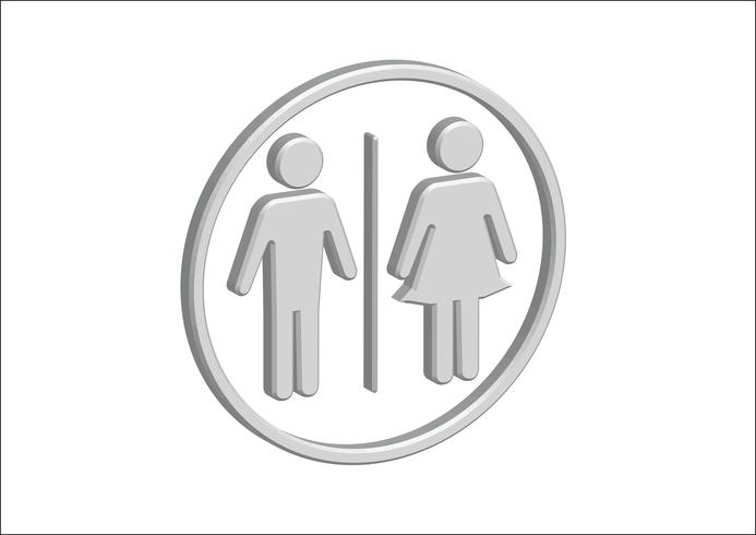 Mann-Frauen-Zeichenikonen des Piktogramm-3D, Toilettenzeichen oder Toilettenikone vektor