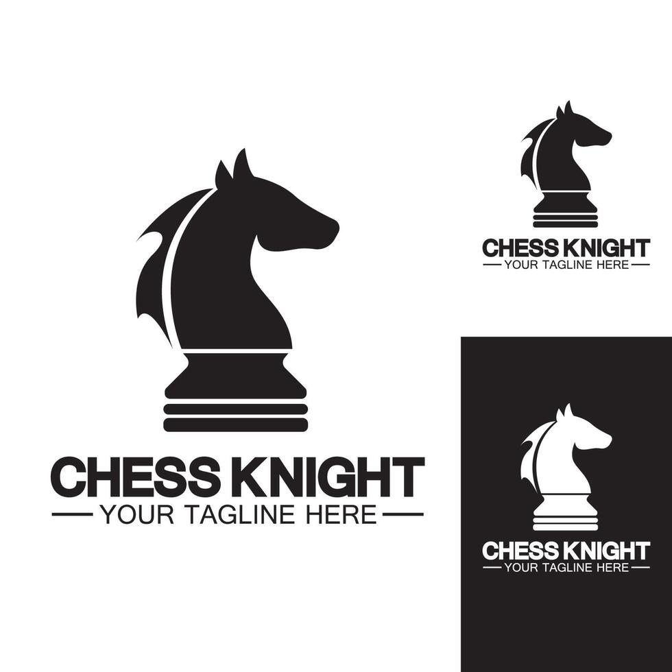 Schwarzes Schach Ritter Pferd Silhouette Logo Design Vektor Vorlage