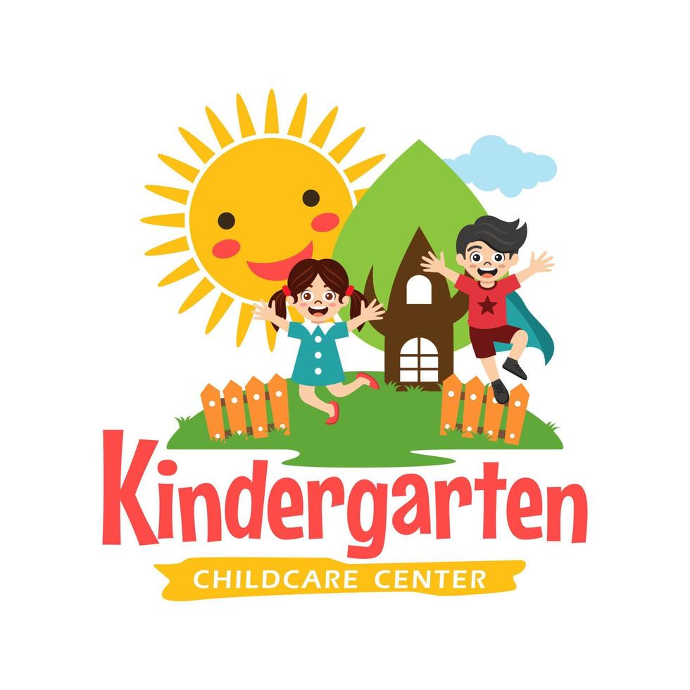 Vorschule, Kindergarten, Playgroup-Logo-Icon-Design-Vorlage. Kinder Schule Vektor-Illustration vektor