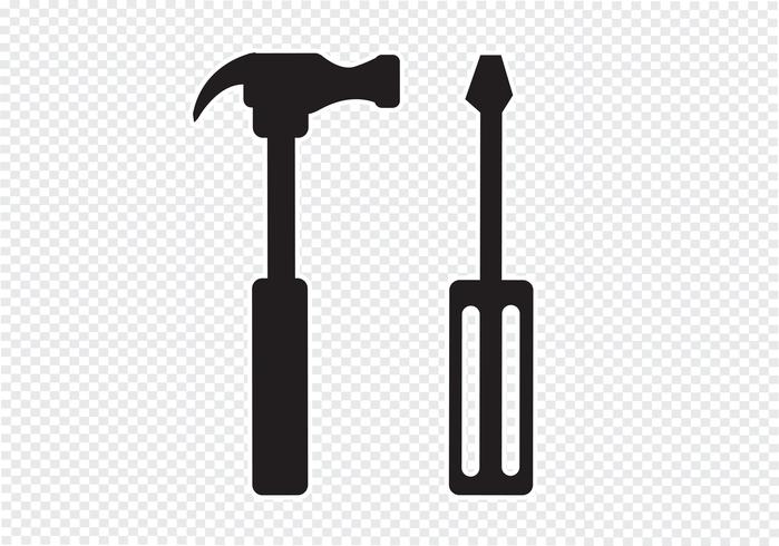 Werkzeug- und Hammer-Symbol vektor