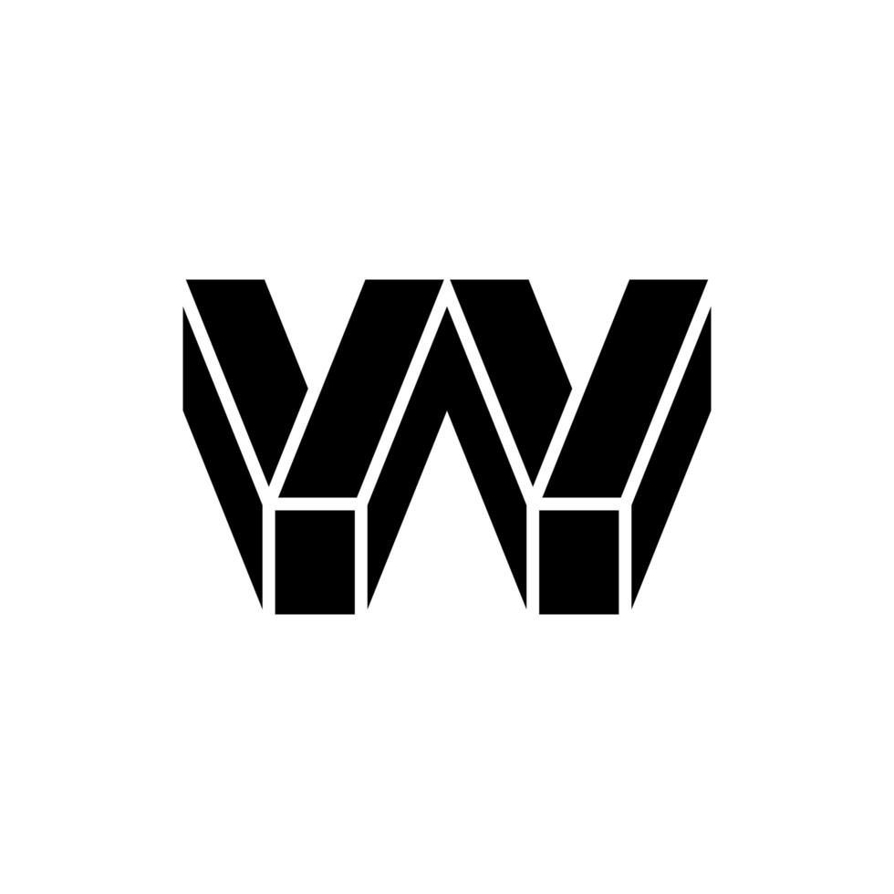 bokstaven w med logotypdesign i 3d-stil vektor