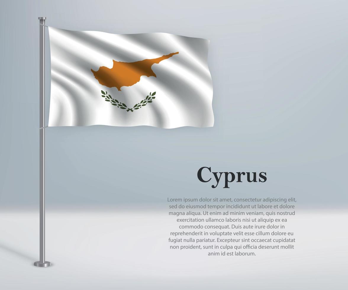 viftande Cyperns flagga på flaggstången. mall för självständighetsdagen vektor