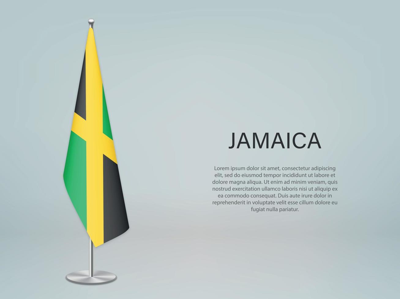 Jamaika hängende Flagge auf dem Ständer. Vorlage für Konferenzbanner vektor