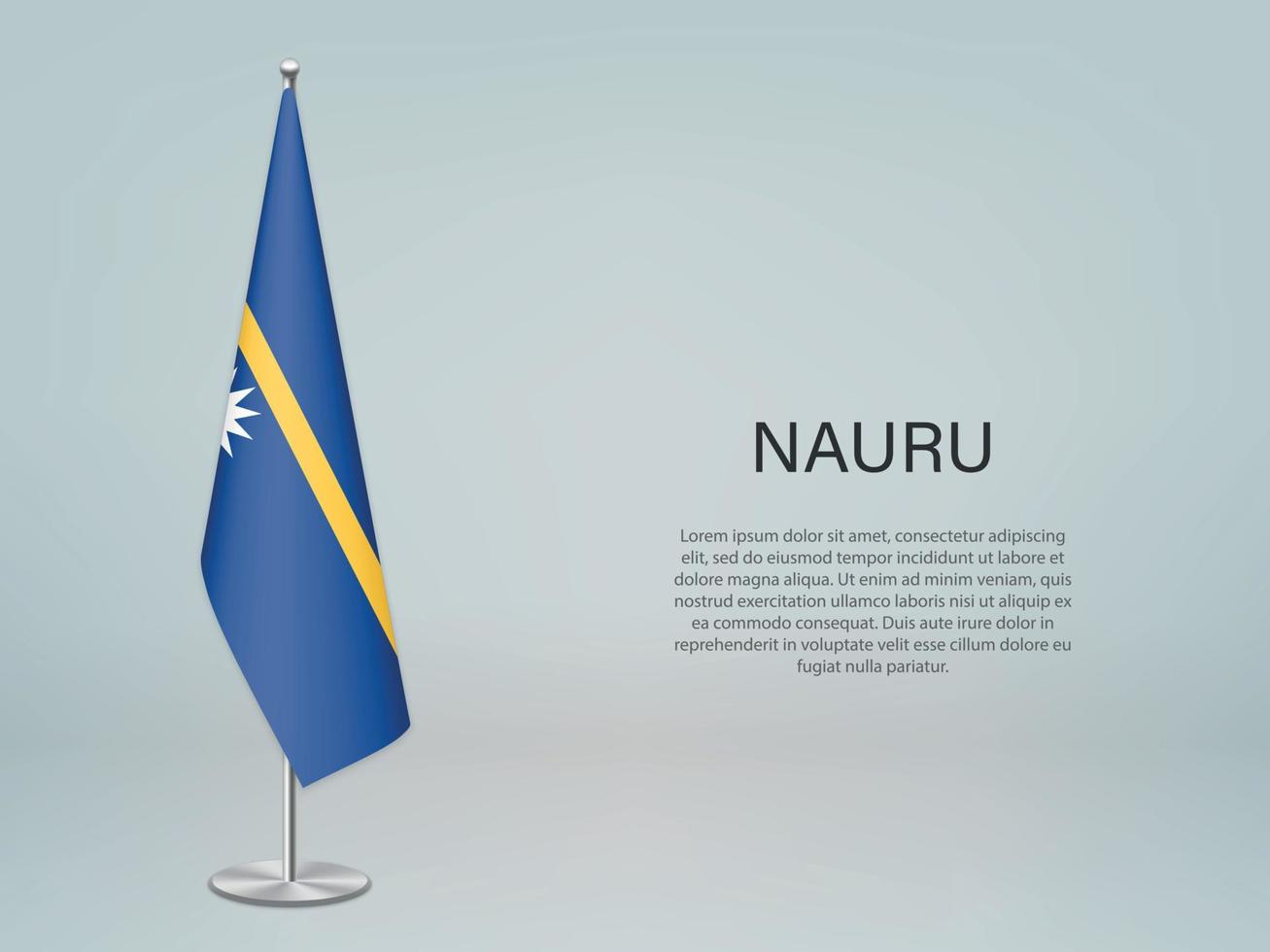 nauru hängende flagge am stand. Vorlage für Konferenzbanner vektor