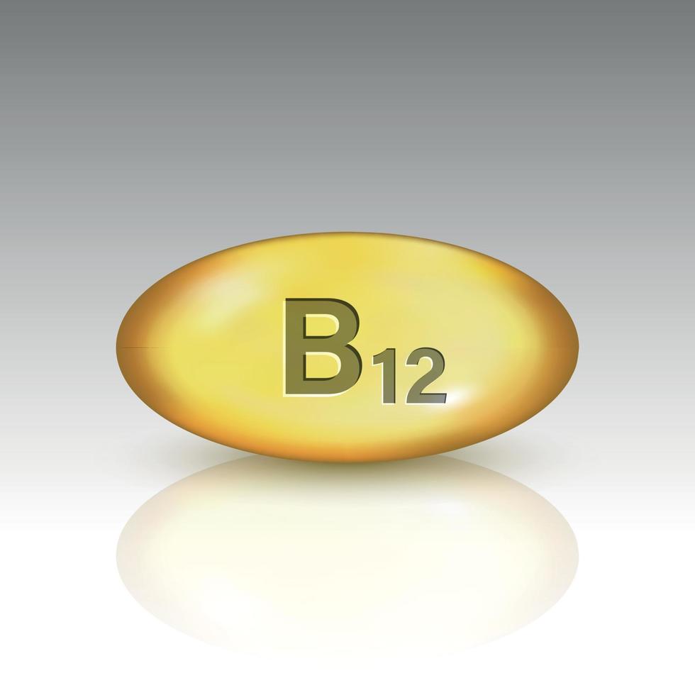 Vitamin b12. Vitamintropfen-Pillenvorlage für Ihr Design vektor