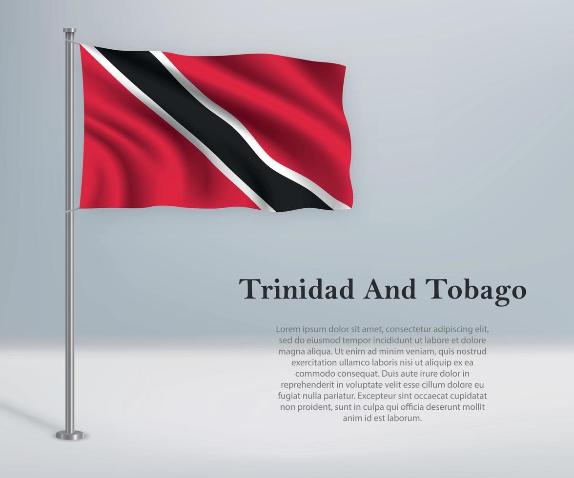 schwenkende Flagge von Trinidad und Tobago am Fahnenmast. Vorlage für ind vektor