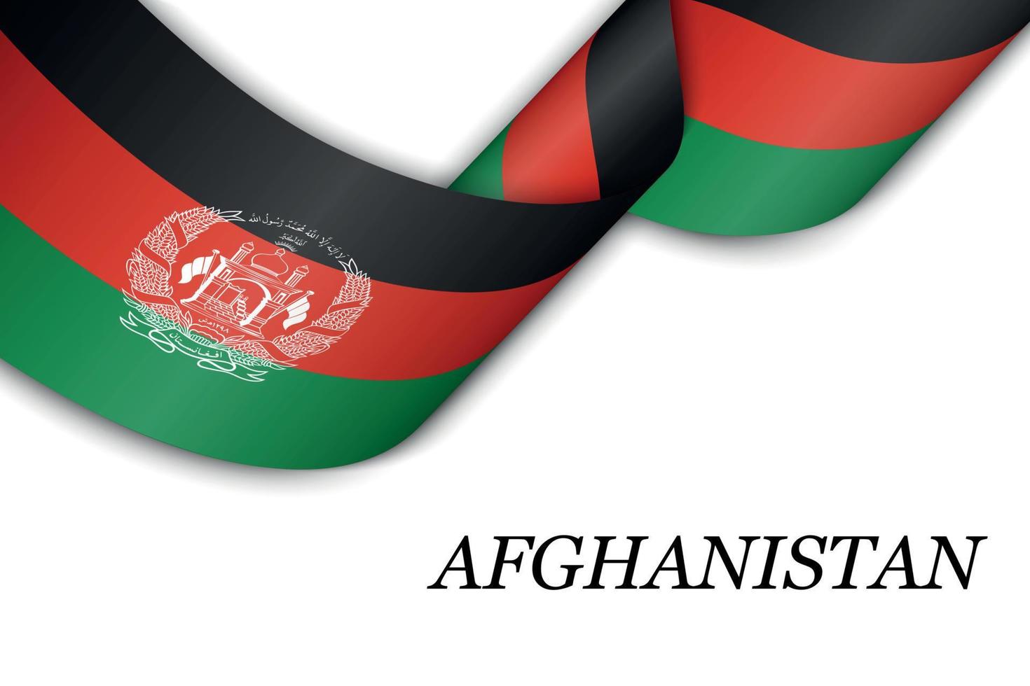 schwenkendes Band oder Banner mit Flagge Afghanistans vektor