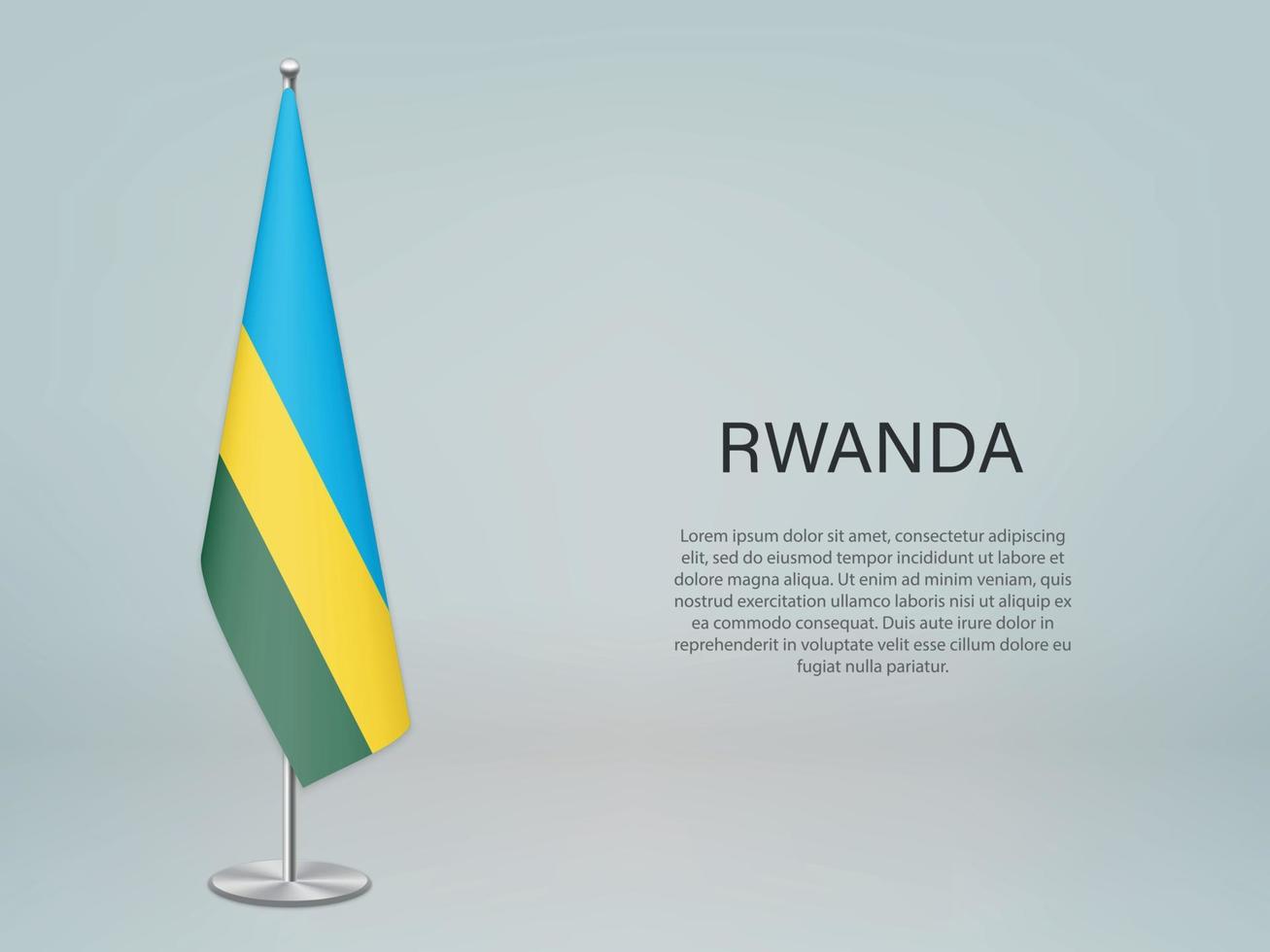 Ruanda hängende Flagge am Stand. Vorlage für Konferenzbanner vektor