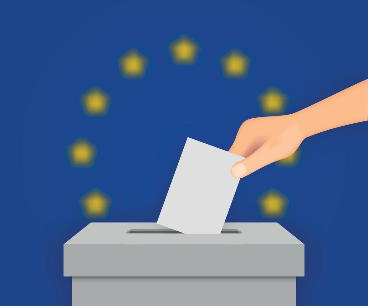 hintergrund der wahlbanner der europäischen union. Wahlurne mit Blurr-Vorlage für Ihr Design vektor