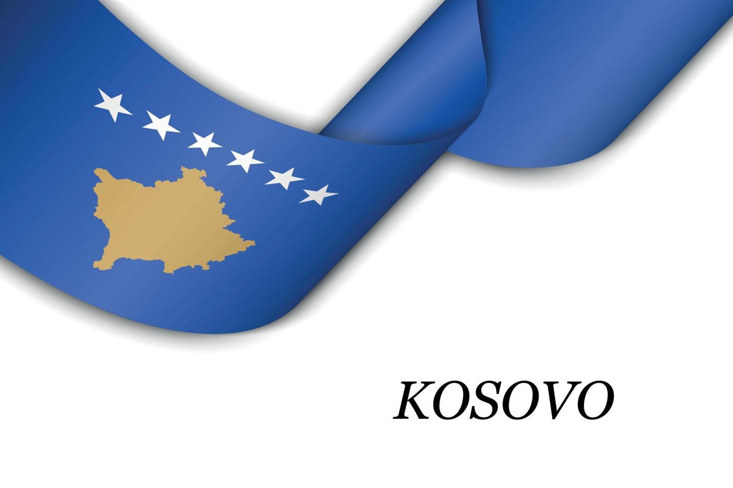 viftande band eller banderoll med flagga av kosovo vektor