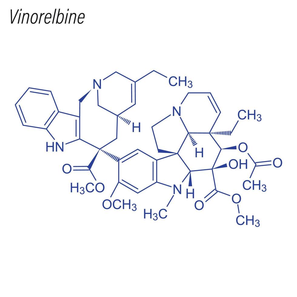 Vektorskelettformel von Vinorelbin. Droge chemisches Molekül. vektor