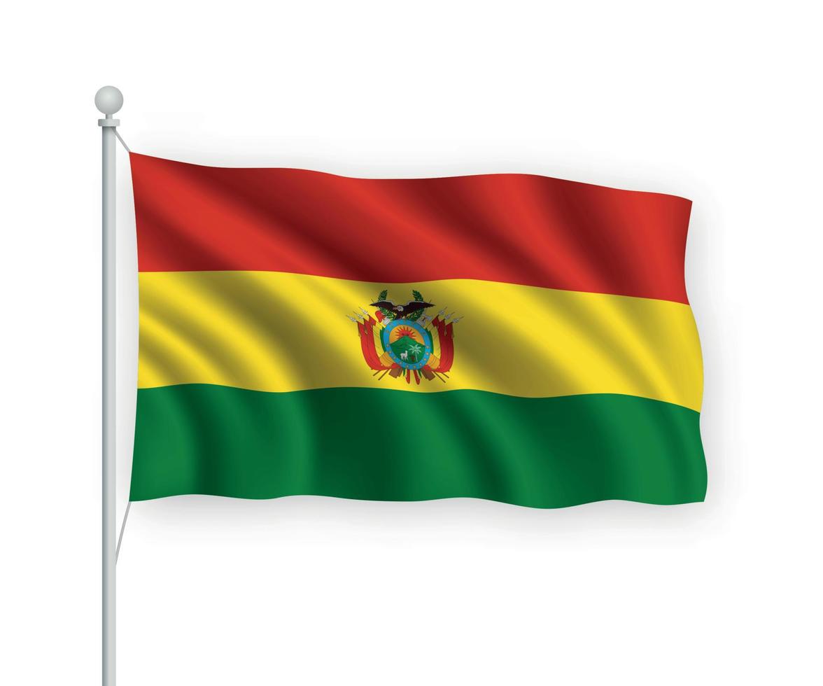 3D-wehende Flagge Bolivien isoliert auf weißem Hintergrund. vektor