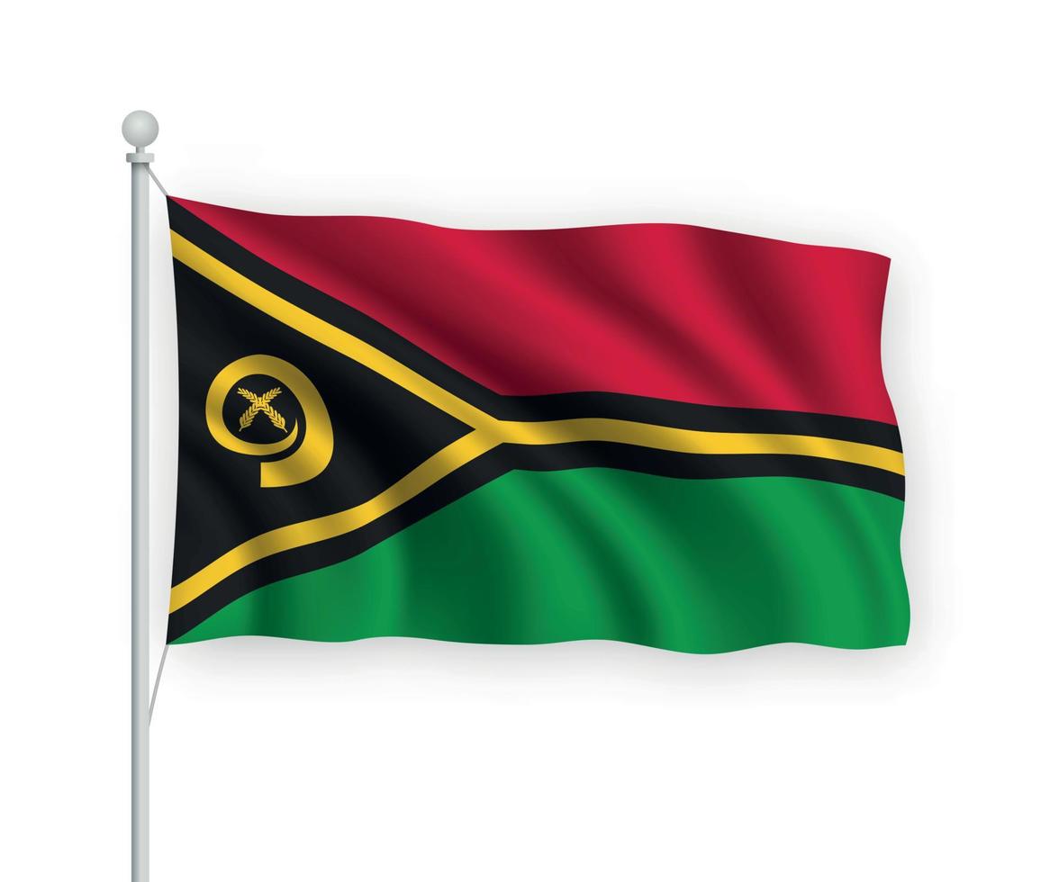 3D-wehende Flagge Vanuatu isoliert auf weißem Hintergrund. vektor