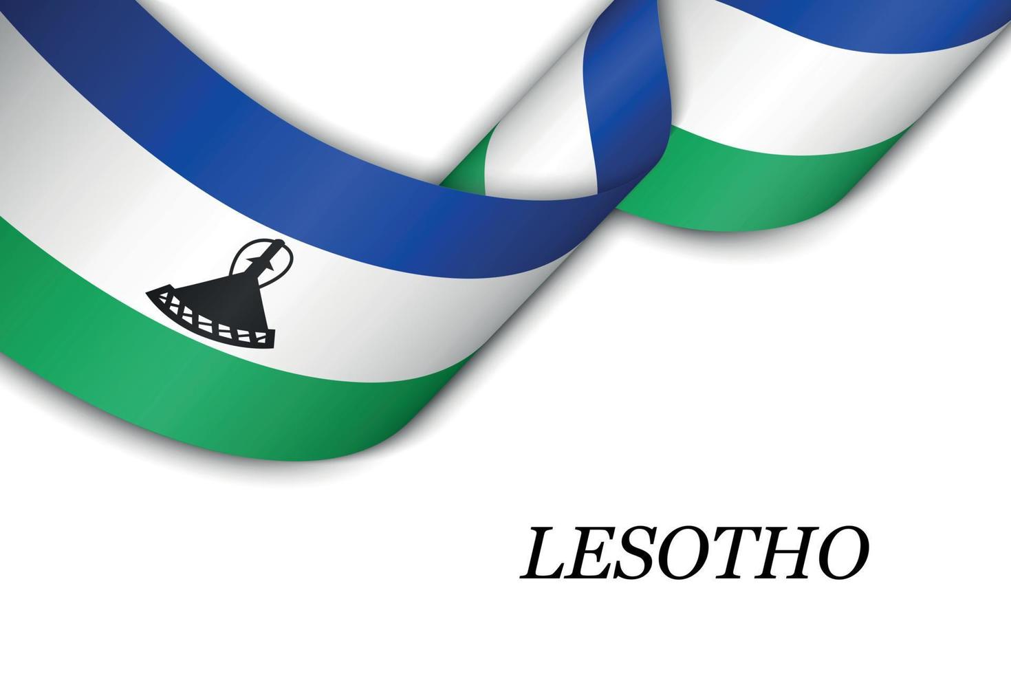 schwenkendes band oder banner mit der flagge von lesotho. vektor