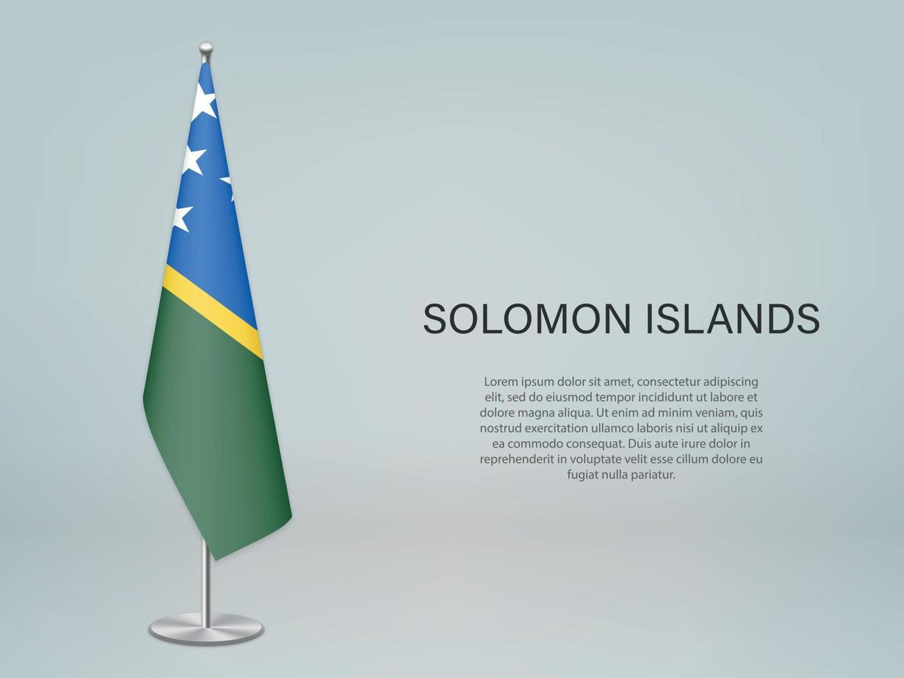 salomonöarna hängande flagga på stativ. mall för konferens ba vektor