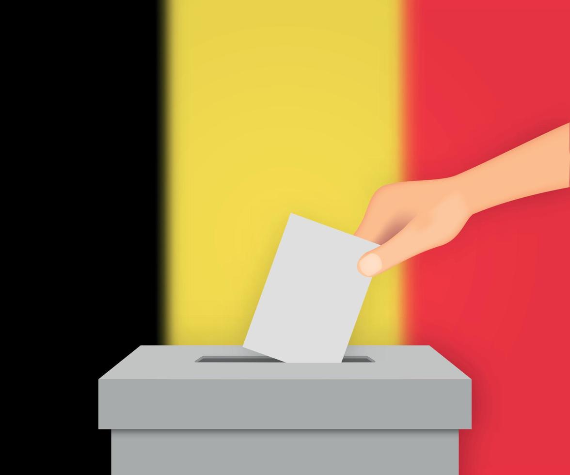 belgischer wahlfahnenhintergrund. Wahlurne mit unscharfer Flaggenvorlage für Ihr Design vektor