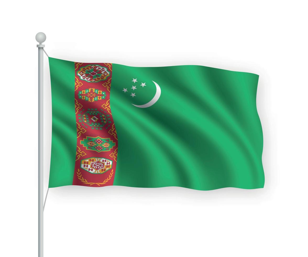 3d viftande flagga turkmenistan isolerad på vit bakgrund. vektor