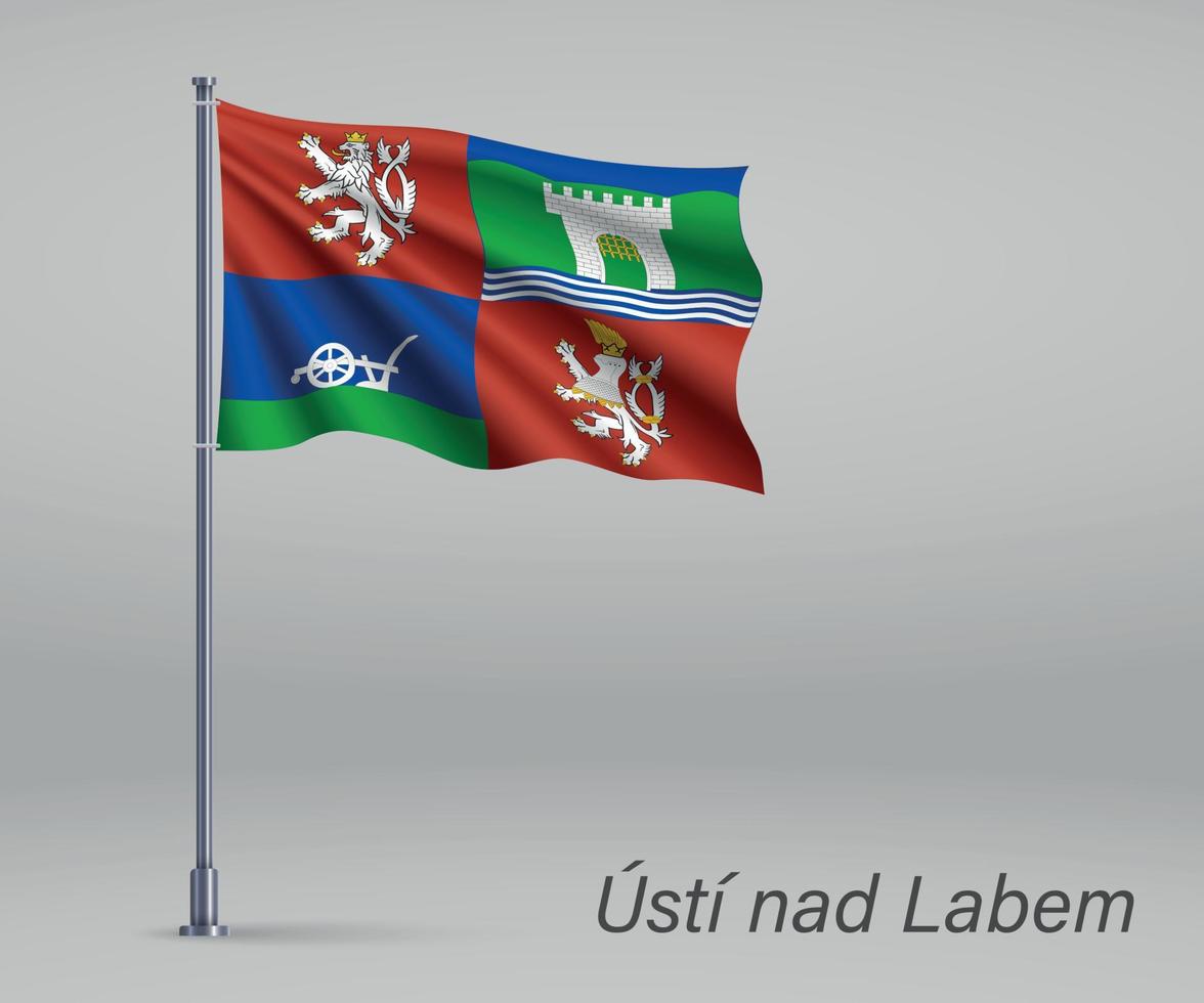 viftande flagga av usti nad labem - regionen Tjeckien på fla vektor