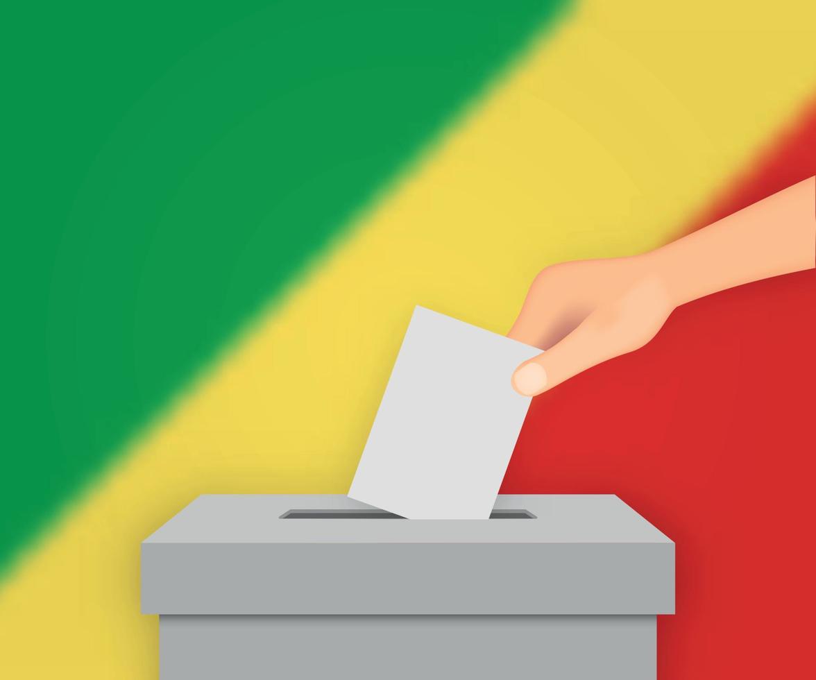 hintergrund der kongo-wahlbanner. Wahlurne mit unscharfer Flaggenvorlage für Ihr Design vektor