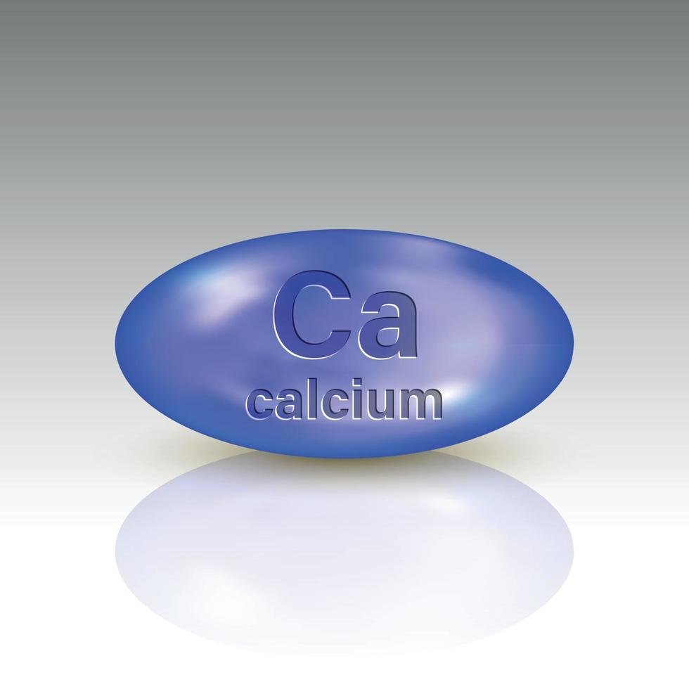 Calcium-Symbol. Mineraltropfen-Pillenkapsel. Vorlage für Ihr Design vektor