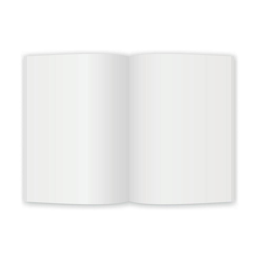 öppna magasin eller bok vita tomma sidor. mall för broschyr d för din design vektor