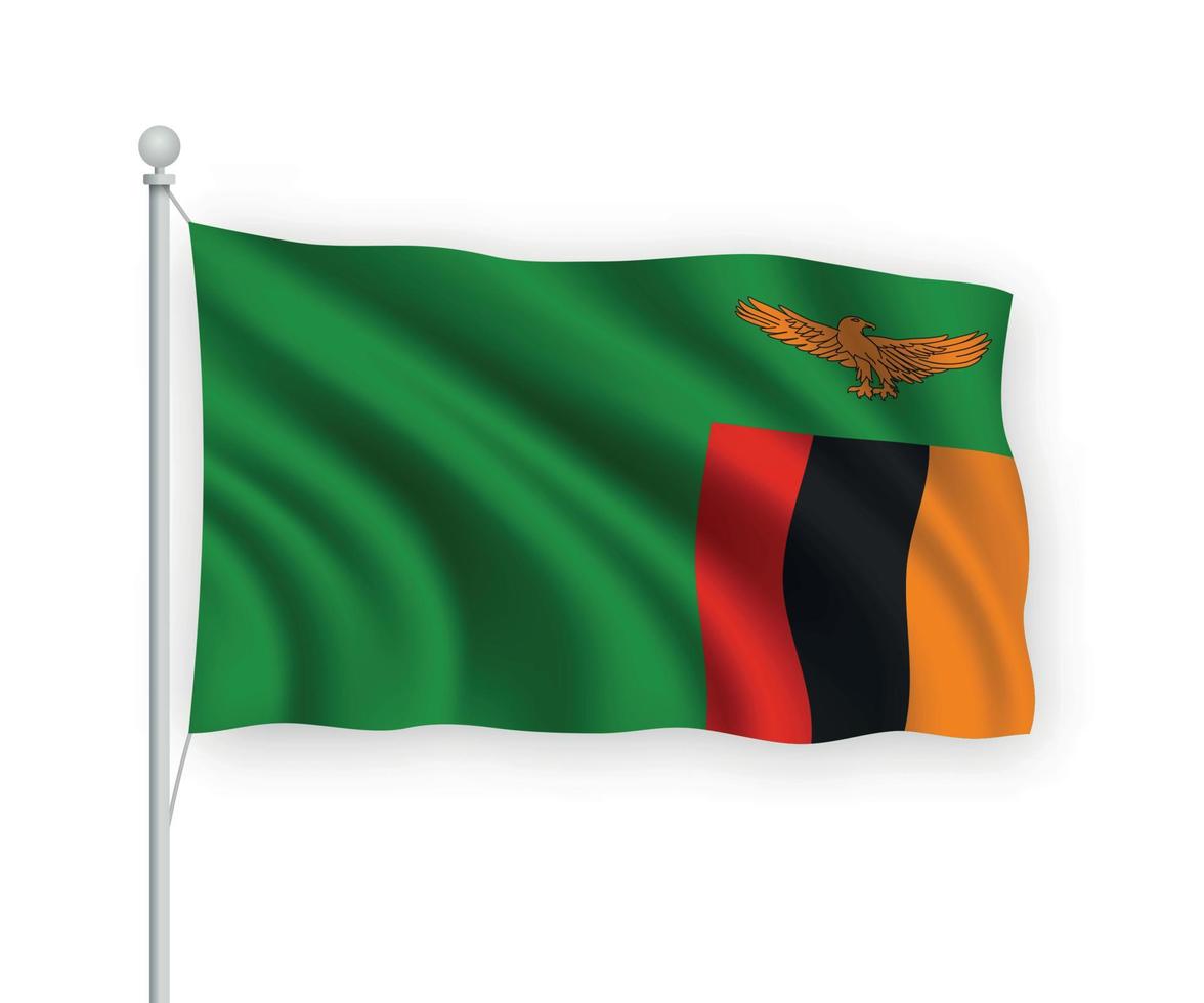 3D-wehende Flagge Sambia isoliert auf weißem Hintergrund. vektor