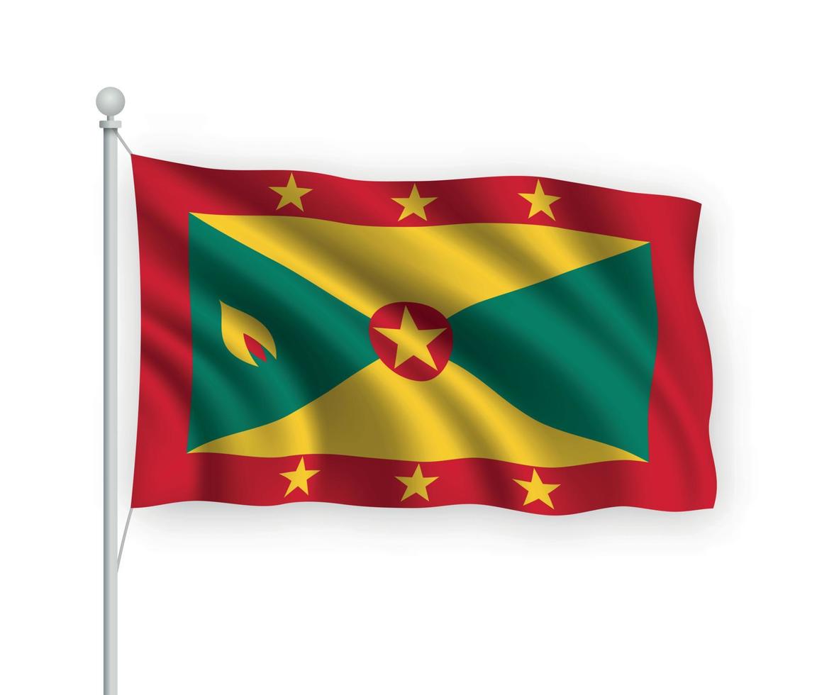3D-wehende Flagge Grenada isoliert auf weißem Hintergrund. vektor