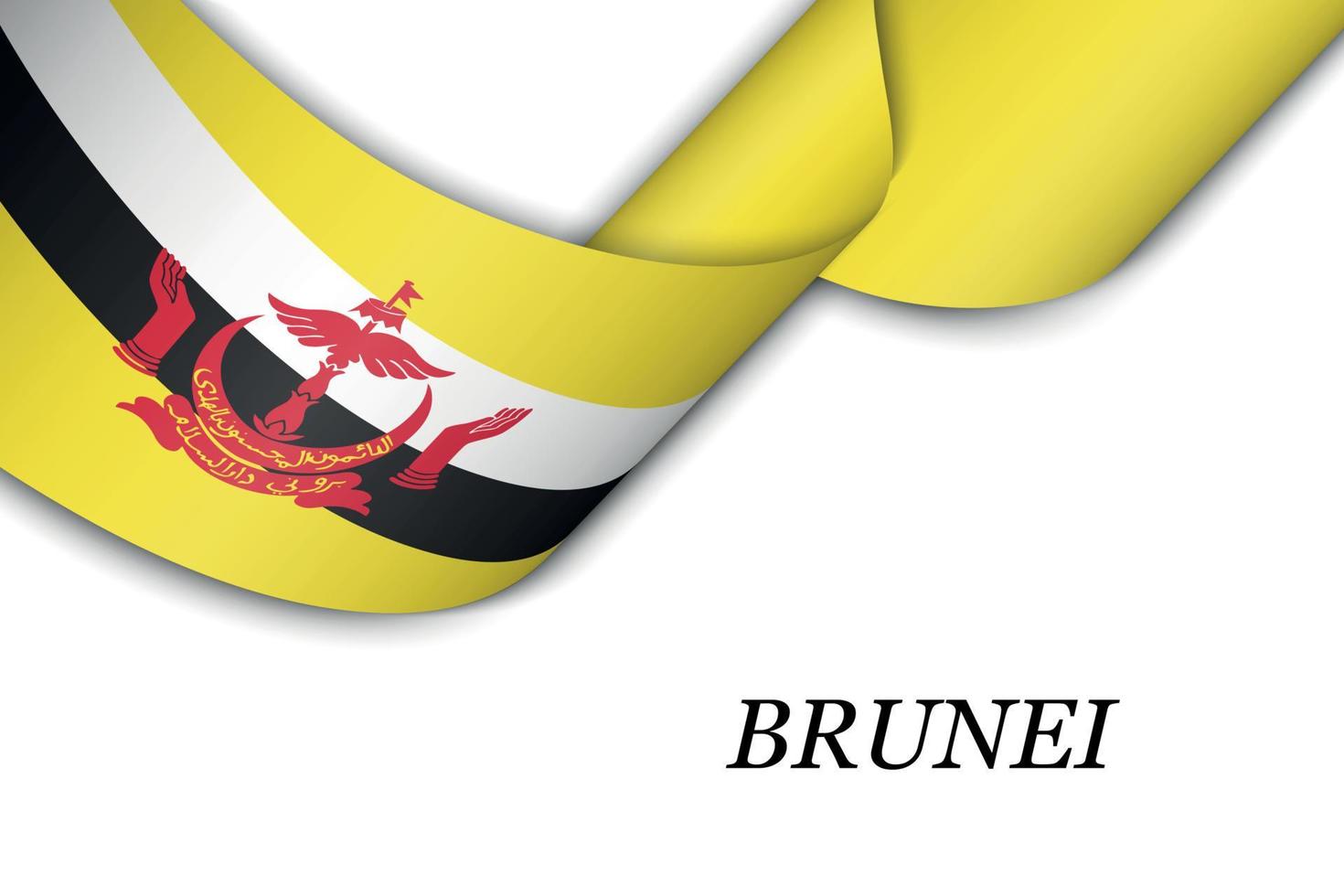 viftande band eller banderoll med flagga för brunei vektor