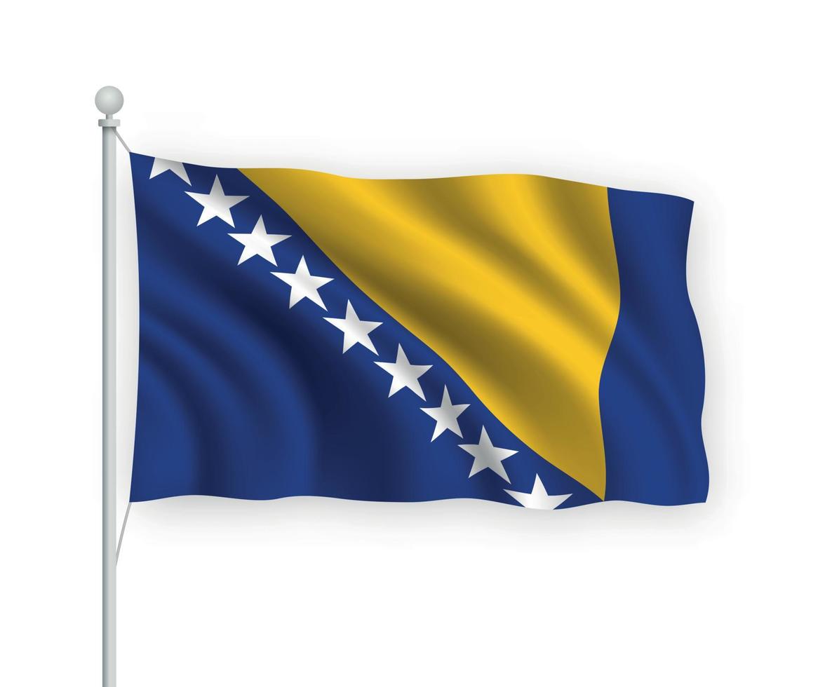 3D-wehende Flagge Bosnien isoliert auf weißem Hintergrund. vektor