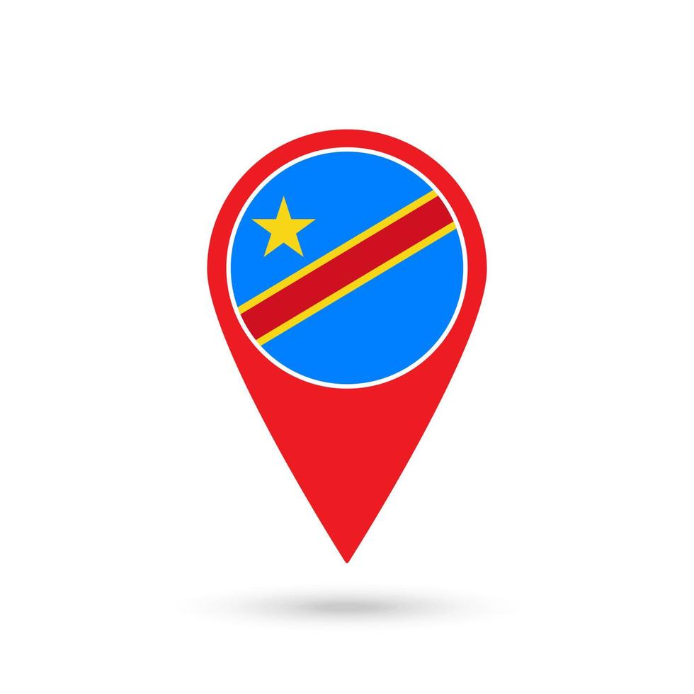 kartpekare med landet demokratiska republiken Kongo. demokratiska republiken Kongoflaggan. vektor illustration.