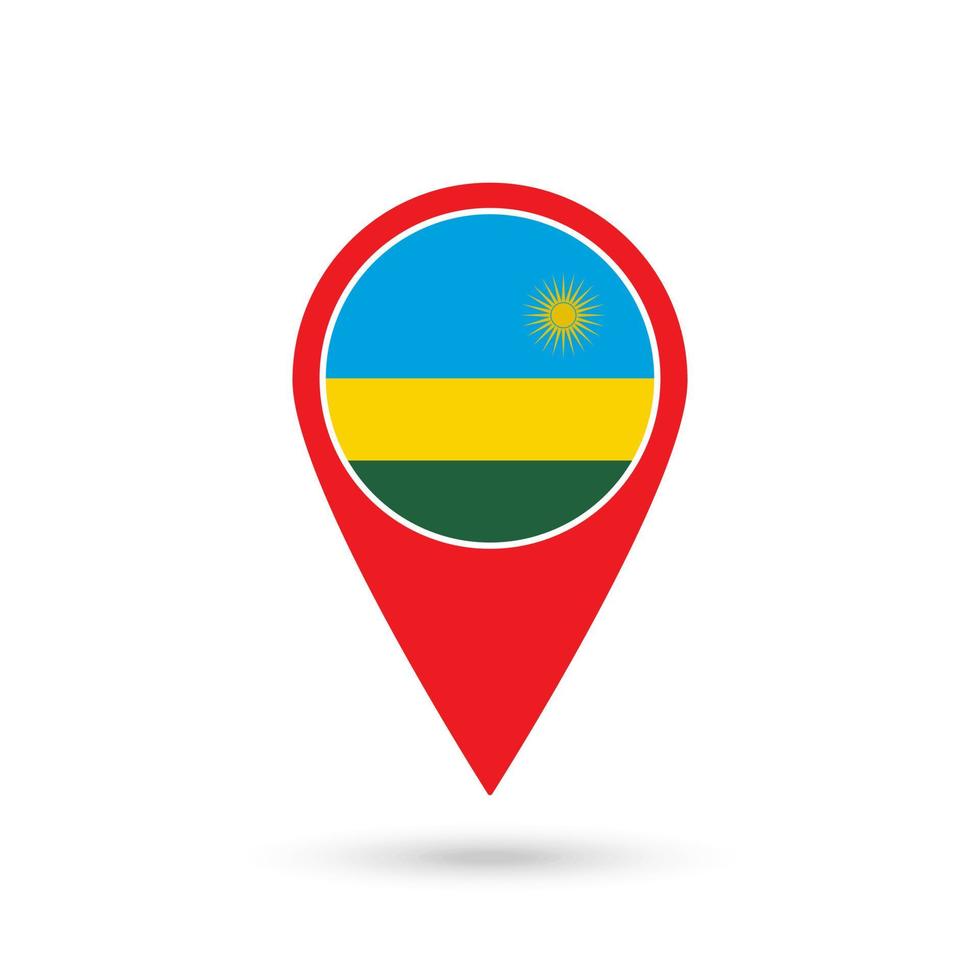 kartpekare med landet rwanda. rwandas flagga. vektor illustration.
