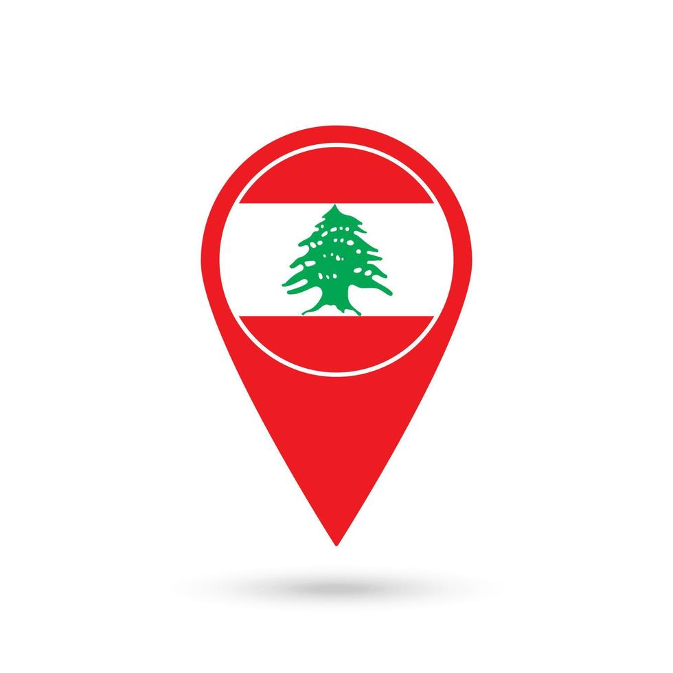 kartpekare med landet Libanon. Libanons flagga. vektor illustration.