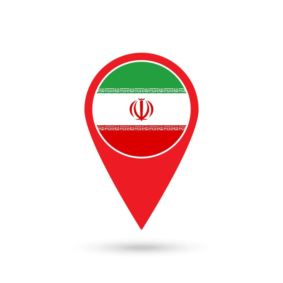 kartpekare med kontry iran. Irans flagga. vektor illustration.