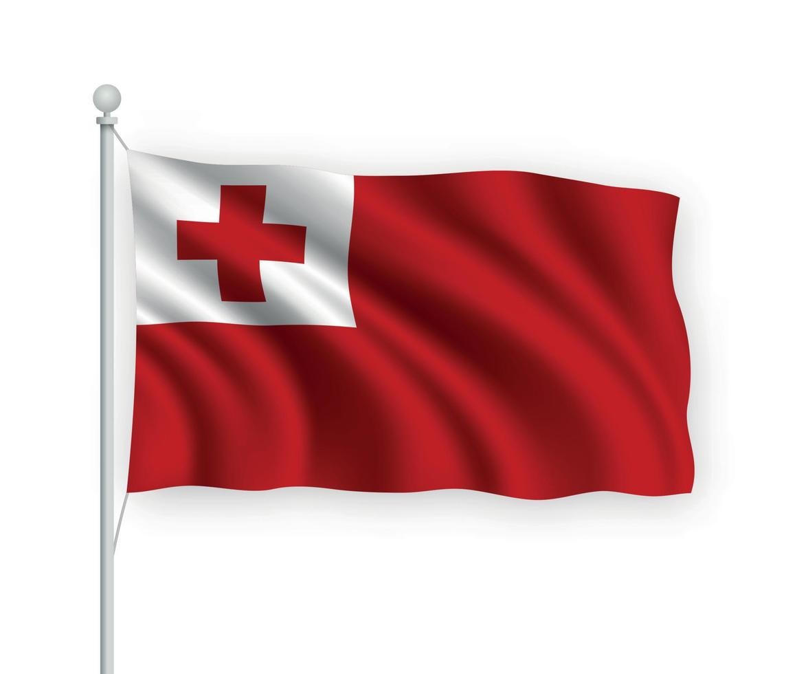 3D-wehende Flagge Tonga isoliert auf weißem Hintergrund. vektor