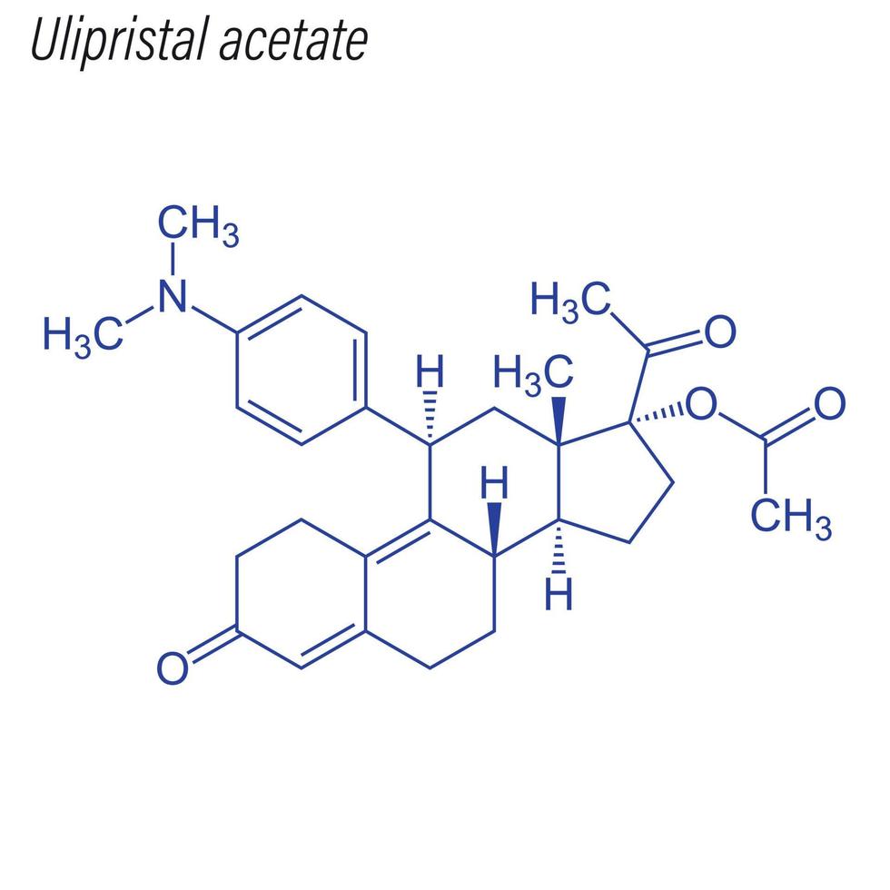 vektor skelettformel av ulipristalacetat. läkemedel kemisk mol