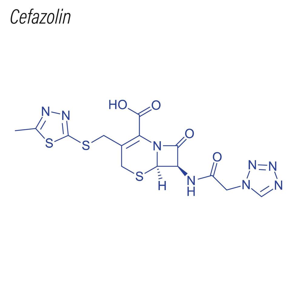 vektor skelettformel av cefazolin. läkemedels kemisk molekyl.