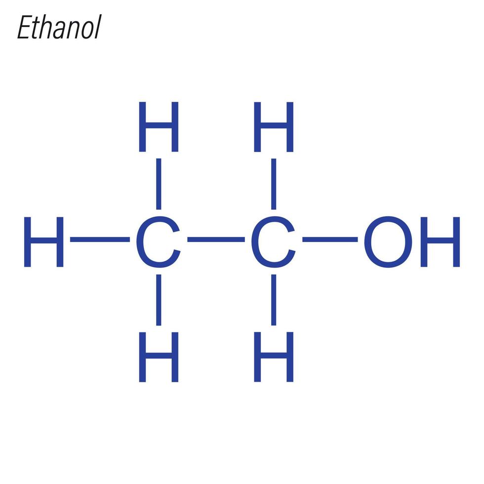 vektor skelettformel av etanol. antimikrobiell kemisk molek